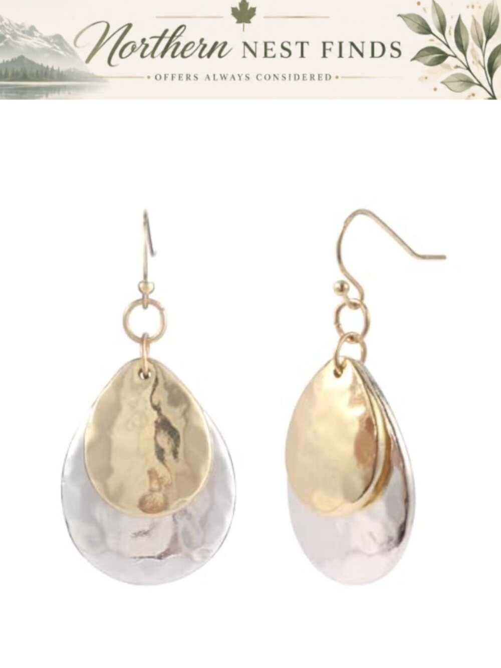 Mixed Metal Dangle Earrings Silver Gold Two Tone Boho Minimalist